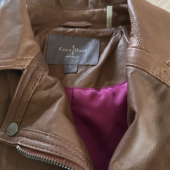 Cole Haan authentic brown leather jacket. Never worn! - Picture 3 of 13